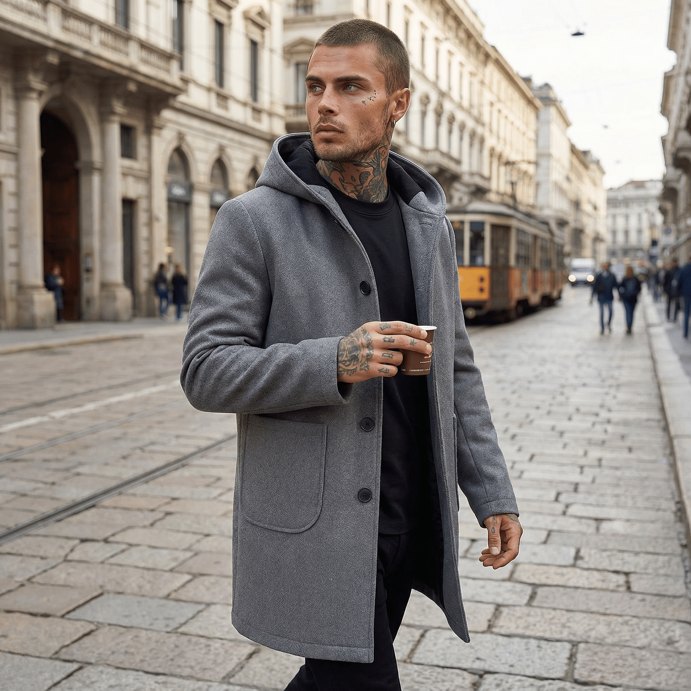 Ανδρικό Ημίπαλτο με Κουκούλα