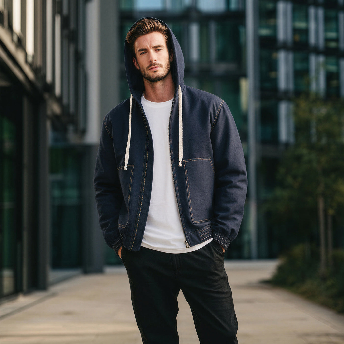 Ανδρικό Μπουφάν Jean με Κουκούλα