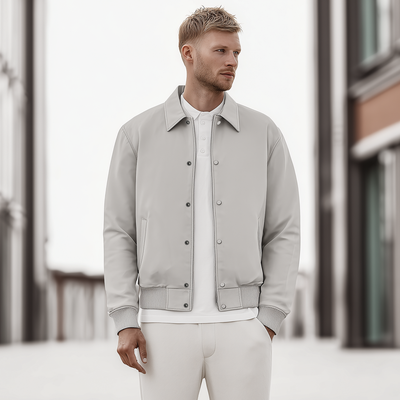 Ανδρικό Μπουφάν από Δερματίνη με Γιακά