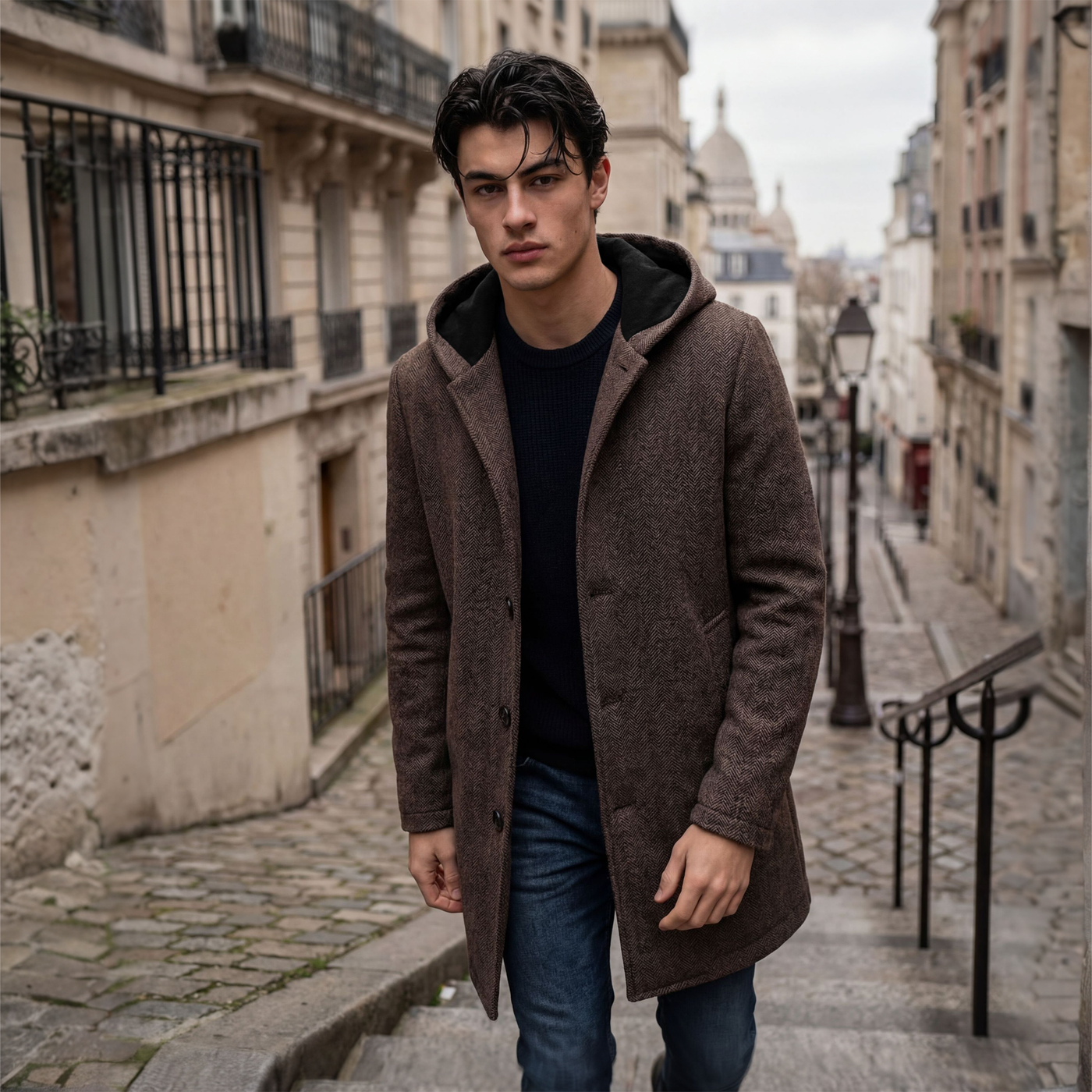 Ανδρικό Ημίπαλτο με Κουκούλα