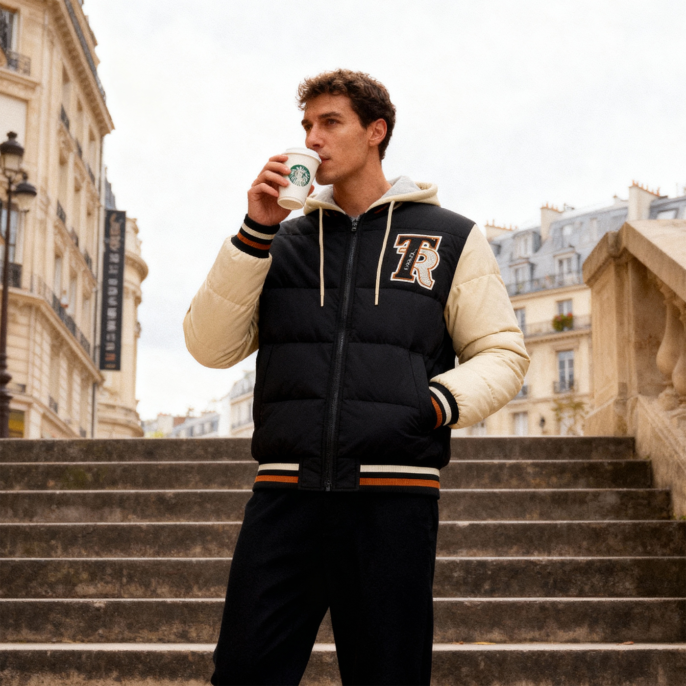 Ανδρικό Μπουφάν Κολλεγιακό με Κουκούλα