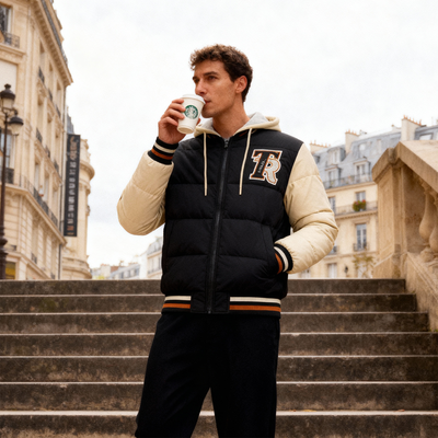 Ανδρικό Μπουφάν Κολλεγιακό με Κουκούλα