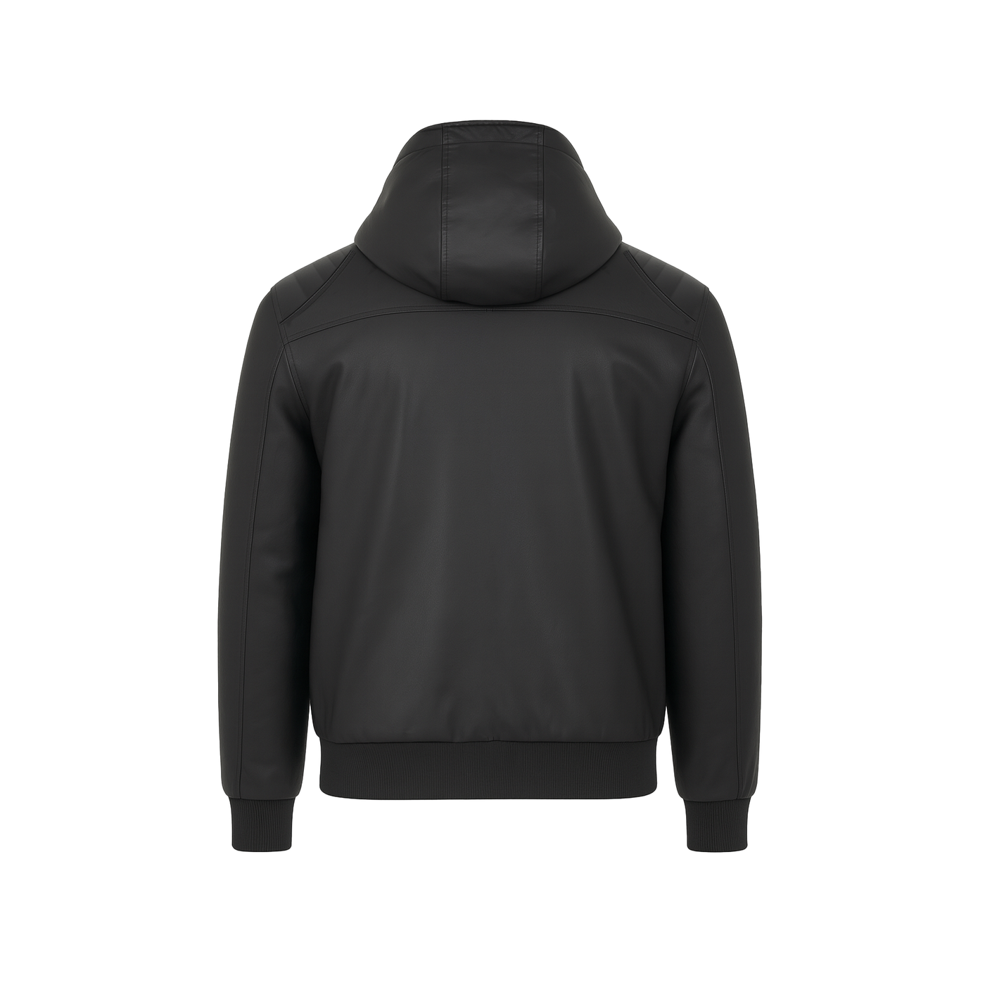 Big Size Ανδρικό Μπουφάν από Δερματίνη με Κουκούλα