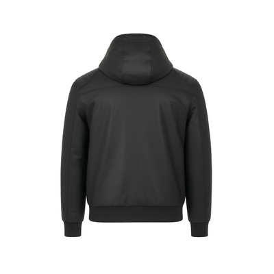 Big Size Ανδρικό Μπουφάν από Δερματίνη με Κουκούλα